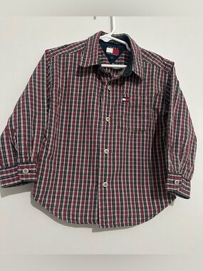 Tommy Hilfiger Red, White & Navy Plaid Button-Down Shirt